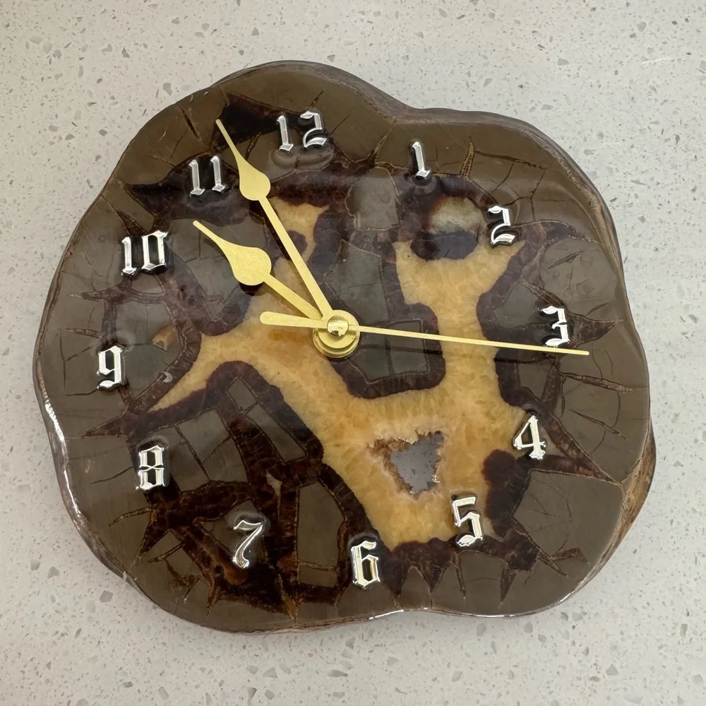Septarian Nodule and Druze Stone Clock 7’x7’